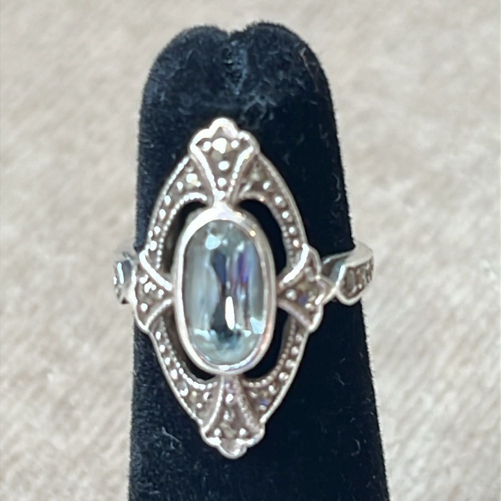 Vintage Silver Marcasite Ring Size 2.5 With Ring Box Kaufman’s